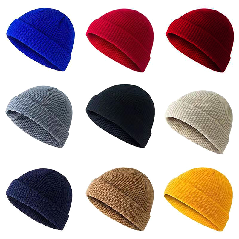 Beanie Cuffed Knit - Zimowe ciepłe wełniane czapki unisex Czapki