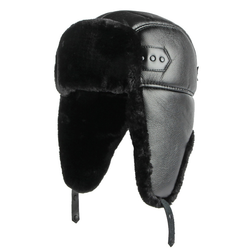 Trapper Hat Ear Flap - HT4002 nowy PU skóra rosyjski kapelusz