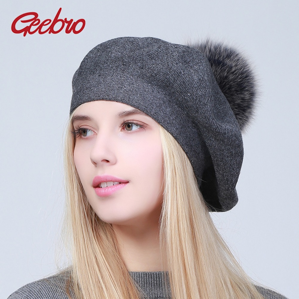 Beret French Wool - Geebro damski beret kapelusz zimowy Casual