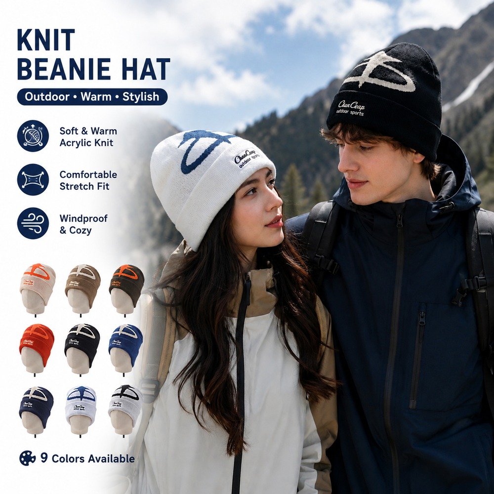 Beanie Cuffed Knit - Unisexowa zimowa czapka z dzianiny, ciepła,
