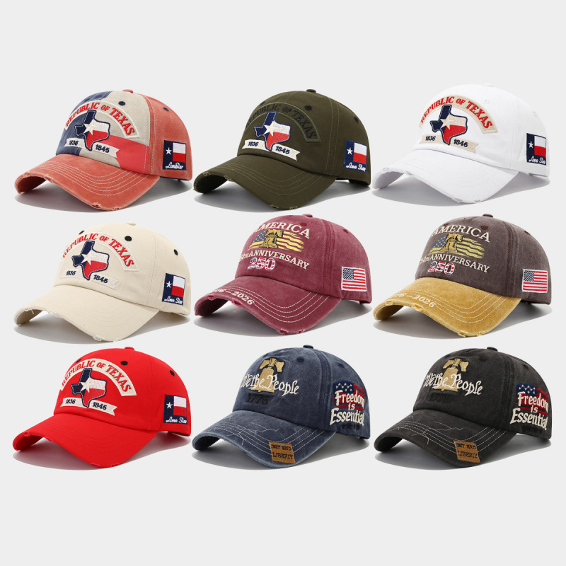 Dad Hat Cotton - Czapka baseballowa Republika Teksasu 1836-1845, sprana,